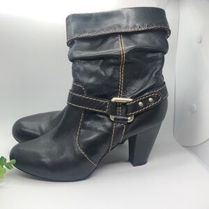 Fossil Black Leather Booties -Size 10
